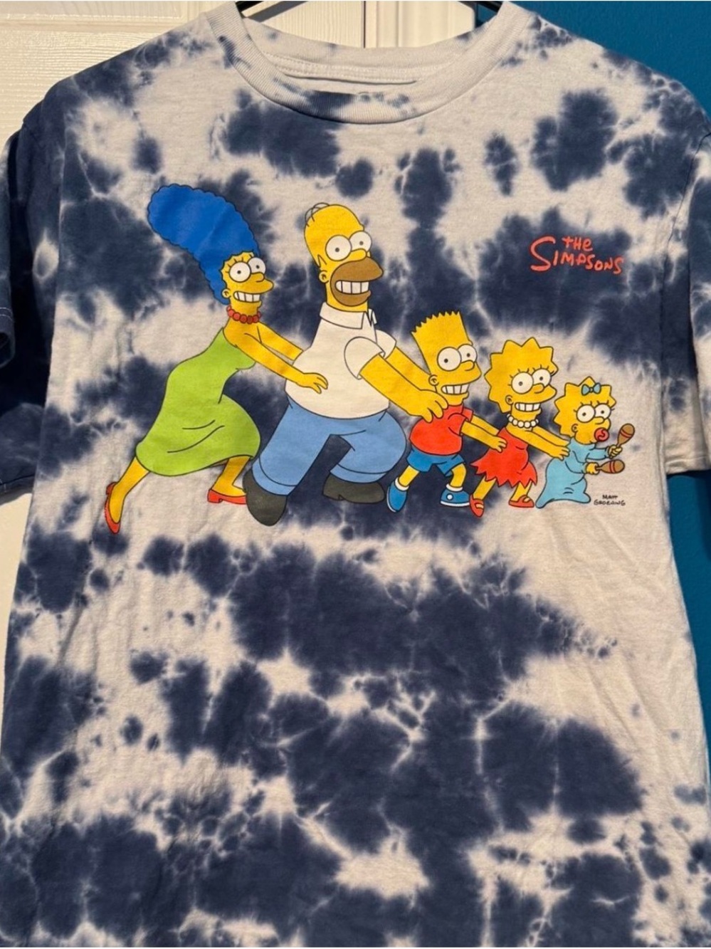The Simpsons Tie-Dye Short Sleeve Tee - Navy White